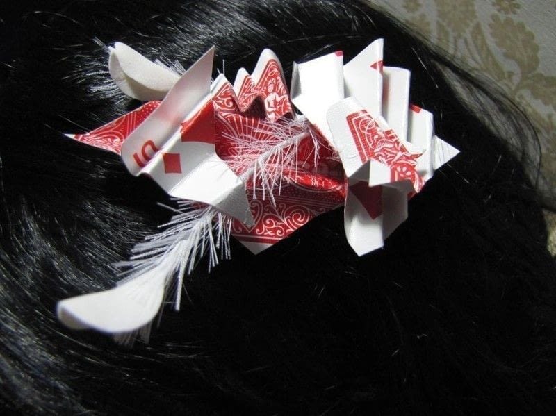 Card Hairpiece · A Playing Card Hair Clip · Construction and Paper