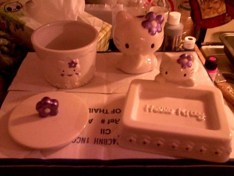 Painted Hello Kitty Bathroom Set · A Bathroom Project · Decorating on