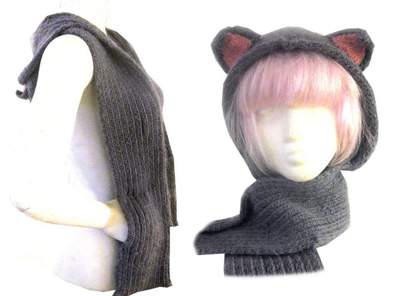 Kitty Hood Scarf With Pockets ? How To Make A Hooded Scarf ...
