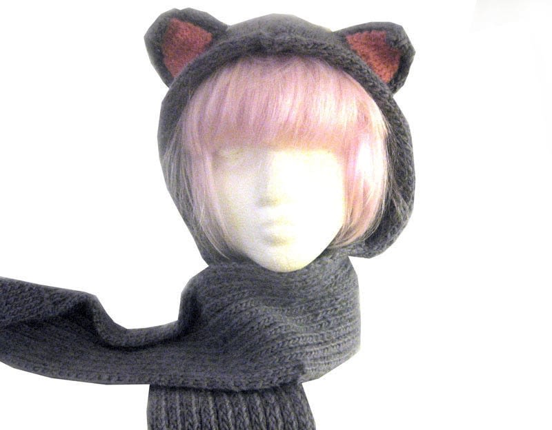 Kitty Hood Scarf With Pockets ? How To Make A Hooded Scarf ? Knitting on Cut ...