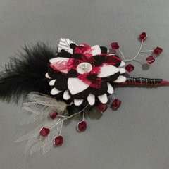Black White & Red Boutonniere Version 2