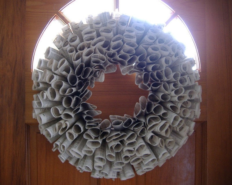 recycled paper wreath a paper wreath papercraft on cut phone book pages print out