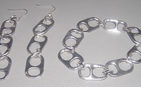 Soda Tab Earrings And Bracelet