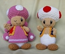 Crochet Toad And Toadette Plushes