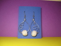 Wire Earrings With A Yellow Blue Bead