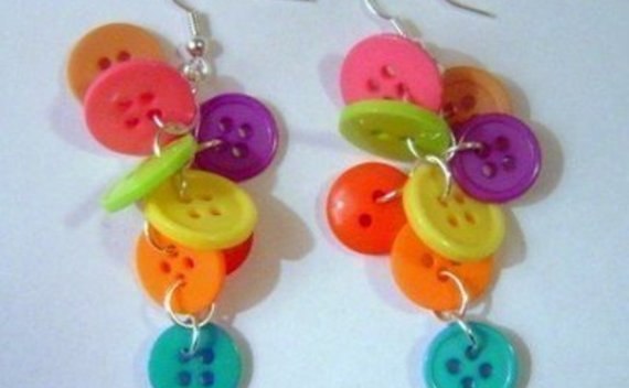 Earrings With Colorful Buttons