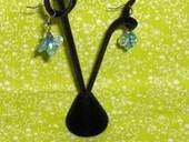 Clear And Blue Bead Dangle Earrings