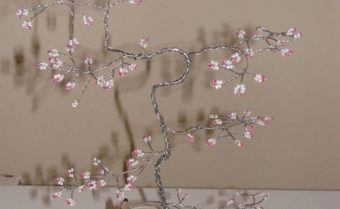 Wire Cherry Blossom Tree Sculptures 