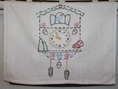 Coo Coo Clock Embroidered Tea Towel