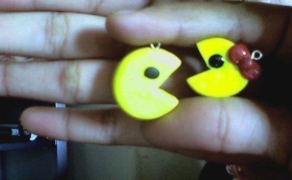 Poylmer Clay Ms. And Mr. Pacman Charms (: