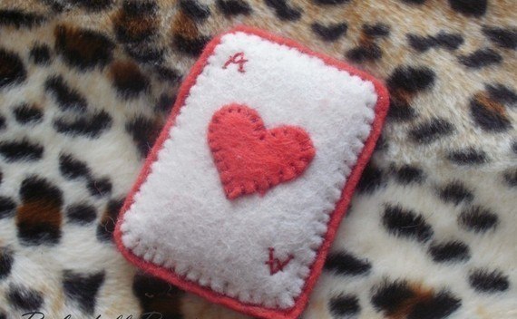 Felt Ace Of Hearts Brooch