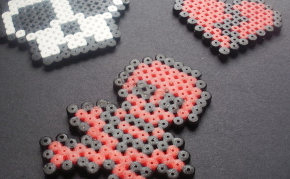 Skull And Broken Heart Hama Pendants (Perler Beads)