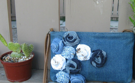 Denim Rose Purse