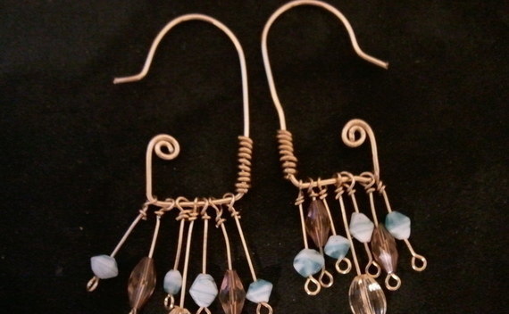 Tan & Teal Firework Earrings