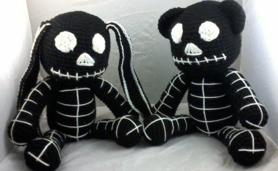 Black Skeleton Bear And Bunny