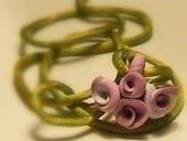 Clay Floral Rosette Necklace.