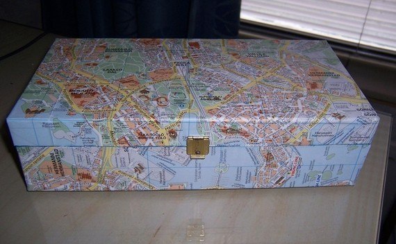 Upcycled Wooden Box With Map