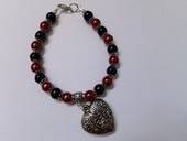 Black And Red Heart Bracelet