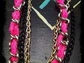 Woven Neon Pink Lace Necklace