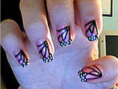 Pink Butterfly Wing Nails