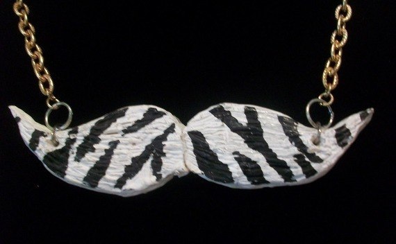 Zebra Moustache Necklace