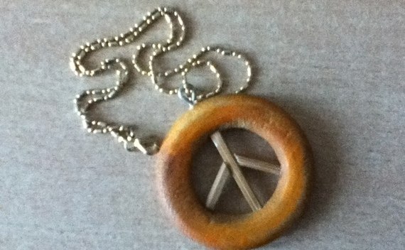 Wooden Peace Pendant