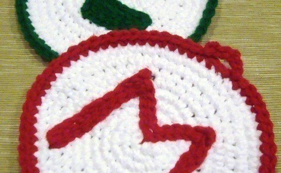 Crocehted Mario And Luigi Emblem Wall Decor