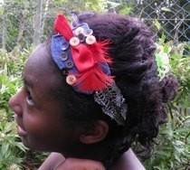 Recycled Jeans Buttons And Feather Headband
