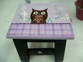 "Owl" Painted Stool