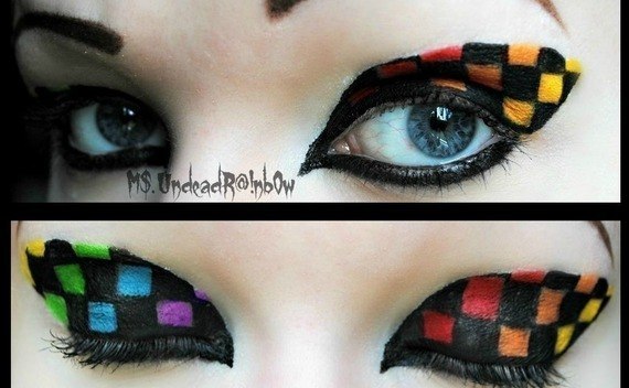 Rainbow Checkered Makeup 