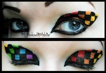 Rainbow Checkered Makeup 