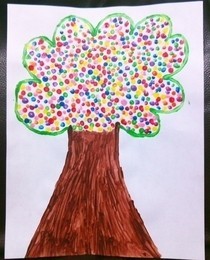 Q Tip Dots Tree Art