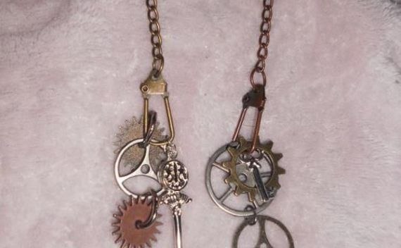 Key And Gears Steampunk Earrings