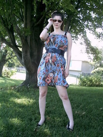 Shirred Print Dress