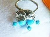 Beaded And Wired Dangle Spiral Ring 