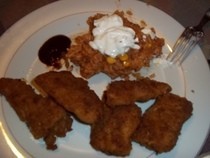 Hand Bredded Fish With Red Rice