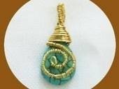 Capped And Wrapped Teardrop Turquoise Pendant