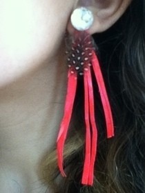 Feather + Neon Earring
