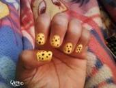 Yellow & Black Polka Dot Nails.