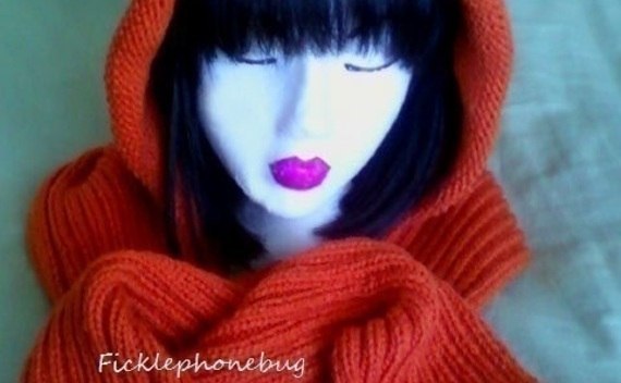 Kitty Hood Scarf With Pockets/Fleece Fox Scoodie