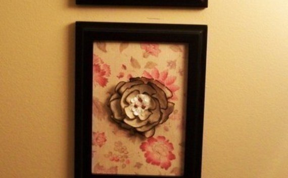 Framed Burnt Fabric Flowers!