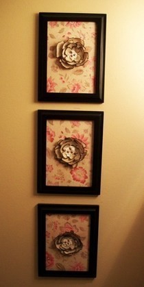 Framed Burnt Fabric Flowers!