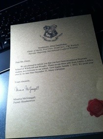 Harry Potter Hogwarts Acceptance Letter