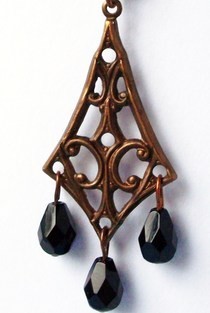 Black And Copper Art Nouveau Necklace 