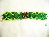Green Flower Macrame Bracelet