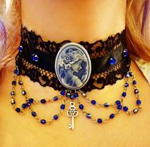 Gothic Choker With Blue Accents