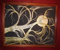 Golden Tree Branches With Moon Sharpie Painting