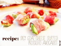Spicy Goat Cheese Stuffed Prosciutto Avocados