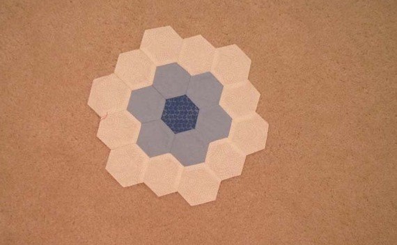 Hand Sewing Hexagons.