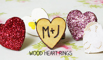 Woodburned Heart Rings